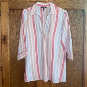 Ellen Tracy Size M 100% Linen Blouse